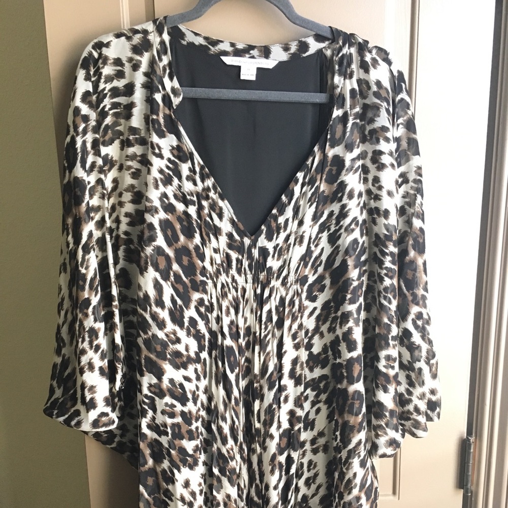 DVF “Fleurette” leopard print silk dress